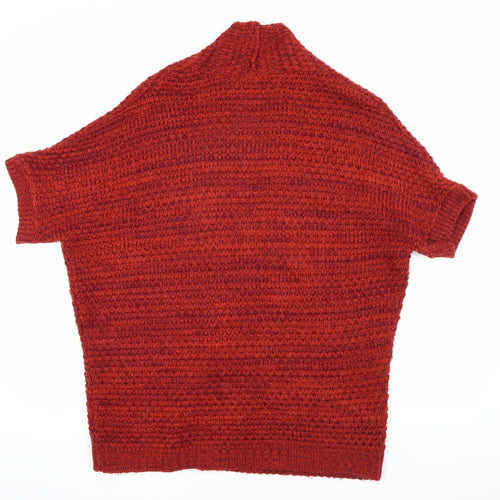 M&Co Women's Red Open Front Cardigan, Size 16, Chunky-Knit for Winter