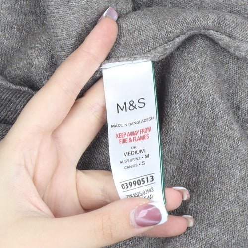 Marks and Spencer Grey Cashmere Roll Neck Jumper M