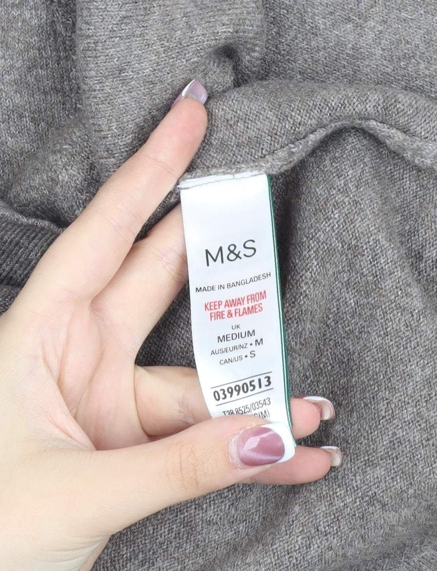 Marks and Spencer Grey Cashmere Roll Neck Jumper M