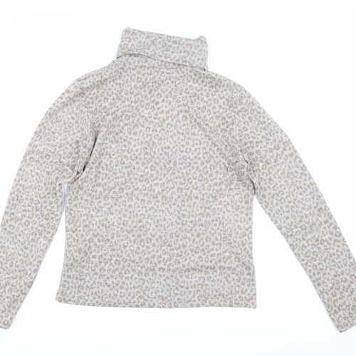 Zara Women's Grey Leopard Roll Neck Pullover Size 2