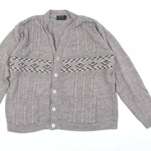 Reflect Women's Grey Geometric Cardigan 7XL