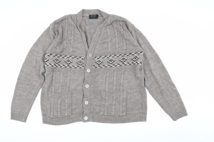 Reflect Women's Grey Geometric Cardigan 7XL