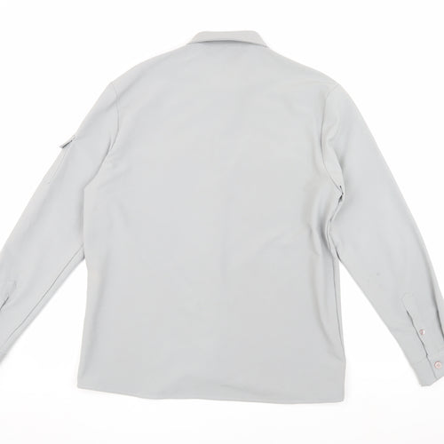 boohooMAN Mens Grey Long Sleeve Button-Up Shirt M