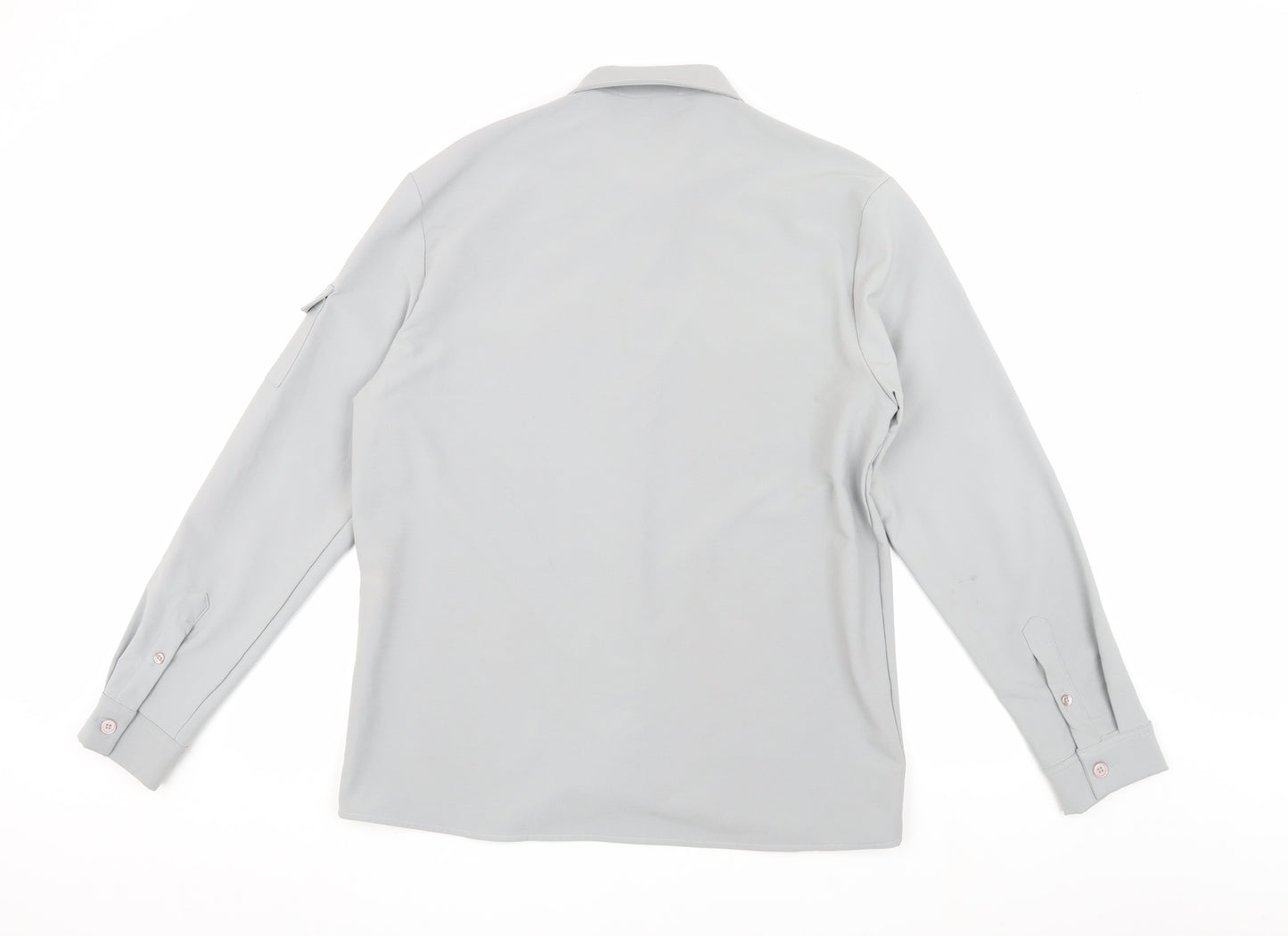 boohooMAN Mens Grey Long Sleeve Button-Up Shirt M