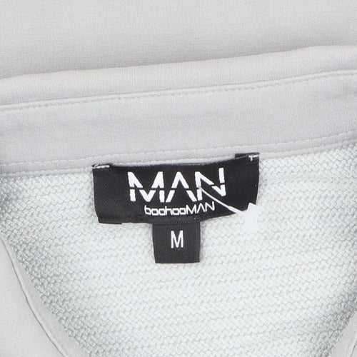 boohooMAN Mens Grey Long Sleeve Button-Up Shirt M