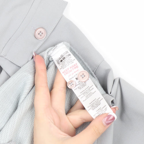 boohooMAN Mens Grey Long Sleeve Button-Up Shirt M