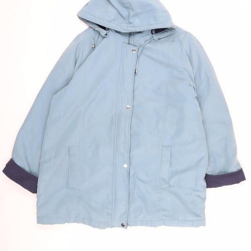 Sarah Hamilton Women's Blue Hooded Parka Coat Size 16