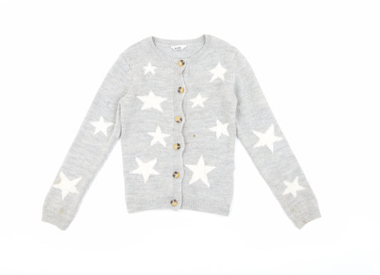 M&Co Girls Grey Star Cardigan, Size 8-9 Years