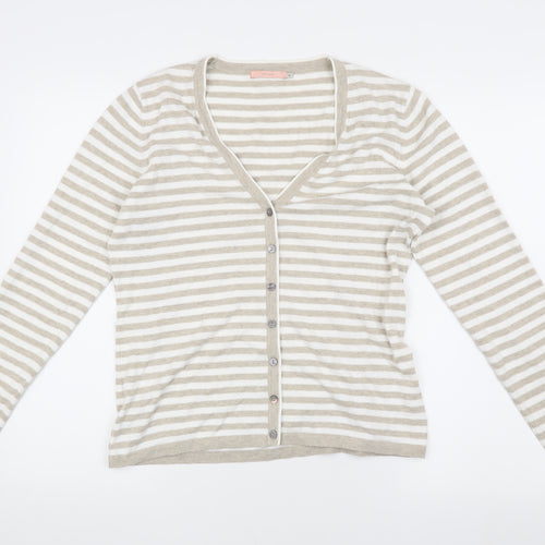 John Lewis Women's Beige Striped Cardigan Size 14