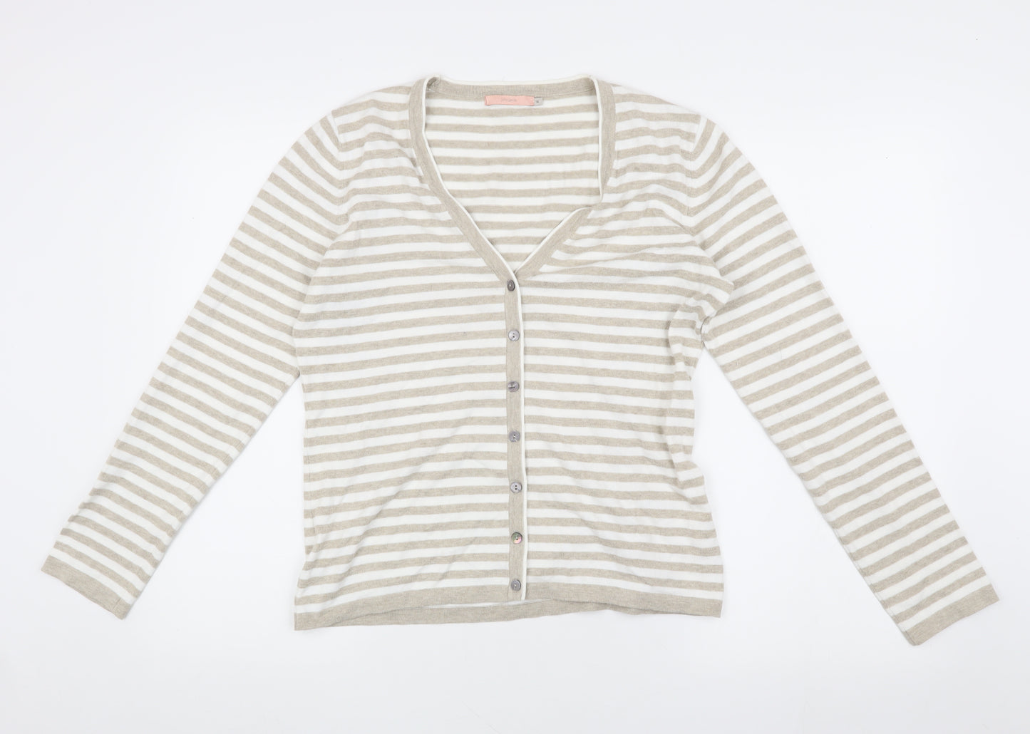 John Lewis Women's Beige Striped Cardigan Size 14