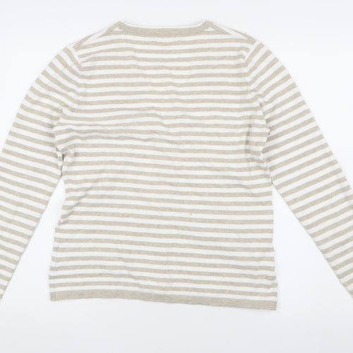 John Lewis Women's Beige Striped Cardigan Size 14