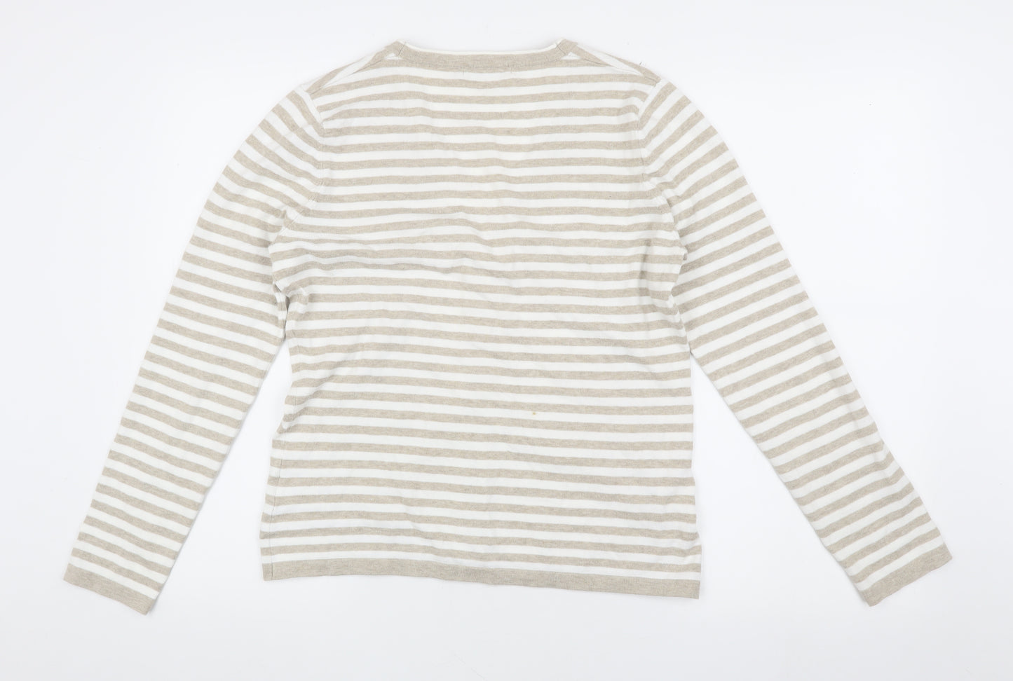 John Lewis Women's Beige Striped Cardigan Size 14