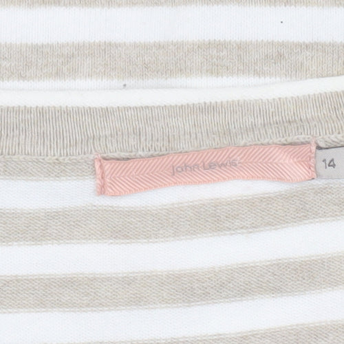 John Lewis Women's Beige Striped Cardigan Size 14