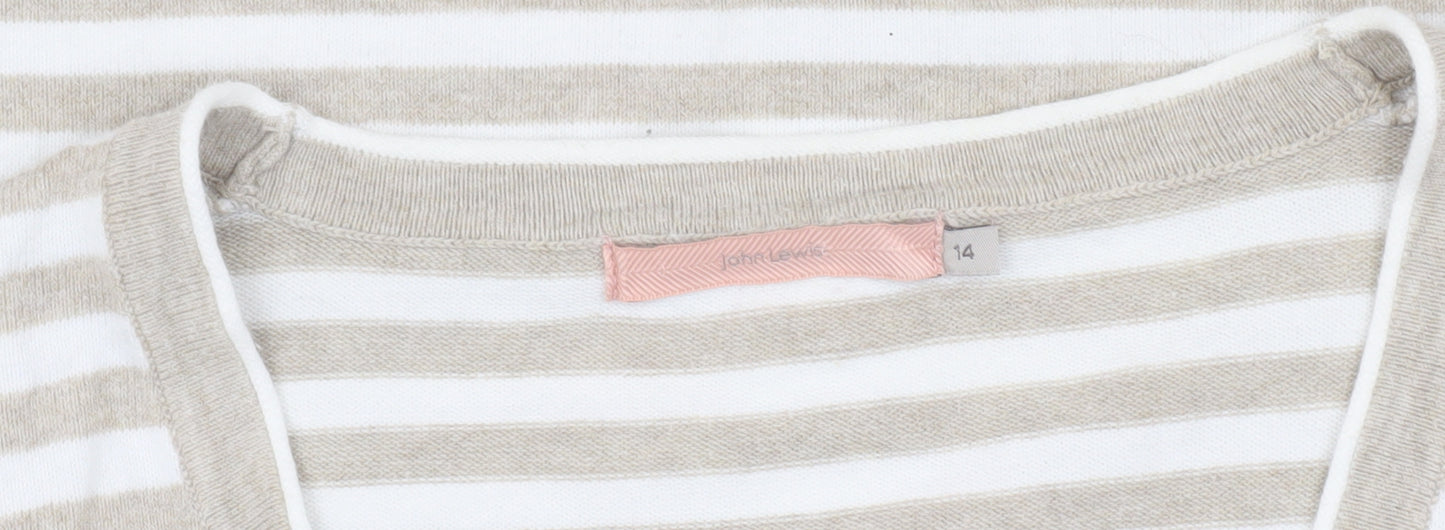 John Lewis Women's Beige Striped Cardigan Size 14