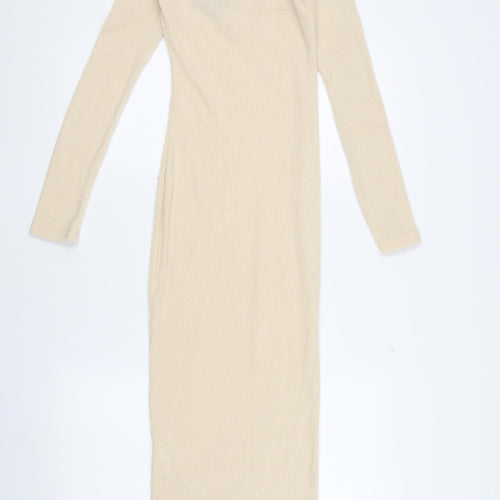 PrettyLittleThing Women's Ivory Long Sleeve Button Dress