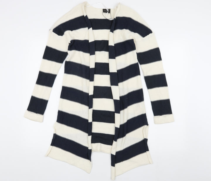 Vila Women's Multicoloured Striped Open Front Cardigan S