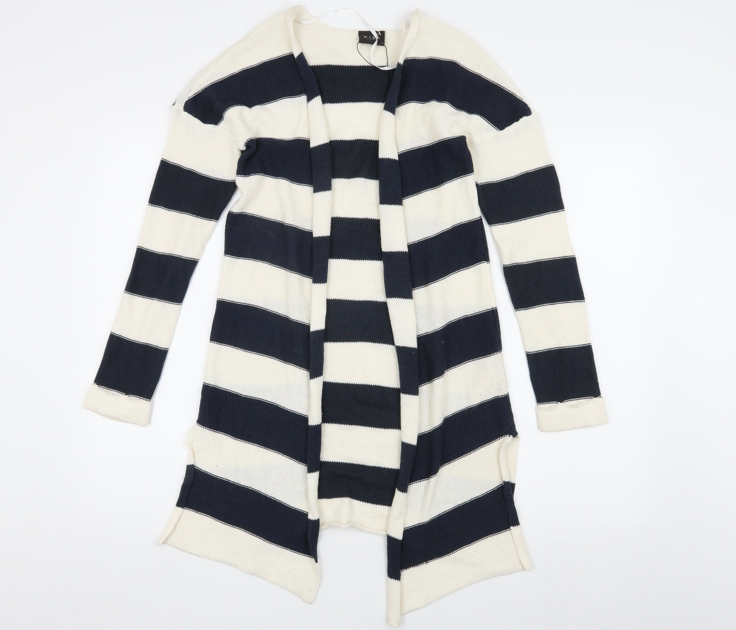 Vila Women's Multicoloured Striped Open Front Cardigan S
