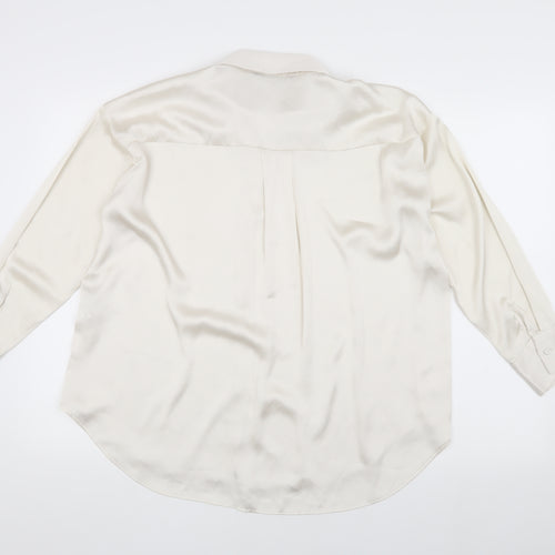 Zara Women's Ivory XS Button-Up Shirt, Collared, Casual