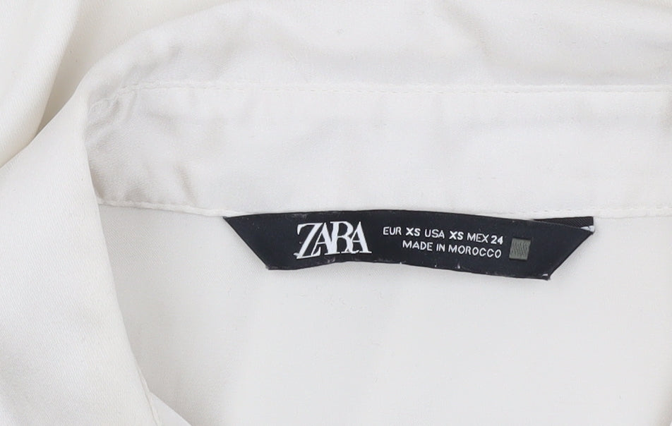 Zara Women's Ivory XS Button-Up Shirt, Collared, Casual