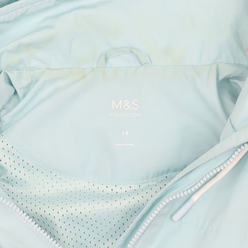 Marks and Spencer Women's Blue Rain Coat Jacket Size 14