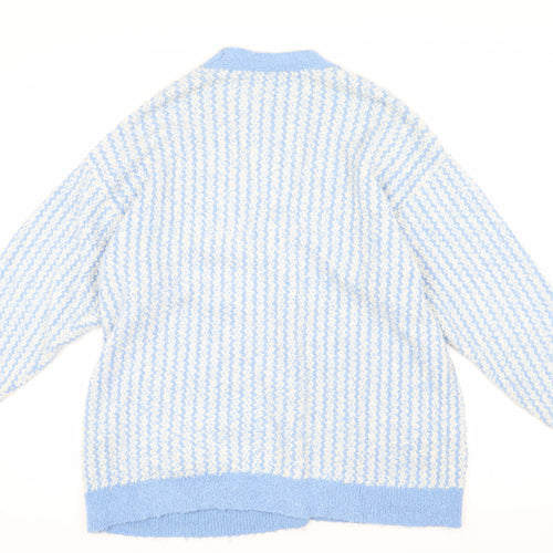 Zara Women's Blue XS Cardigan V-Neck Knit Jumper
