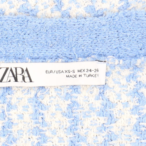 Zara Women's Blue XS Cardigan V-Neck Knit Jumper