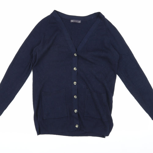 Marks and Spencer Women's Blue V-Neck Cardigan