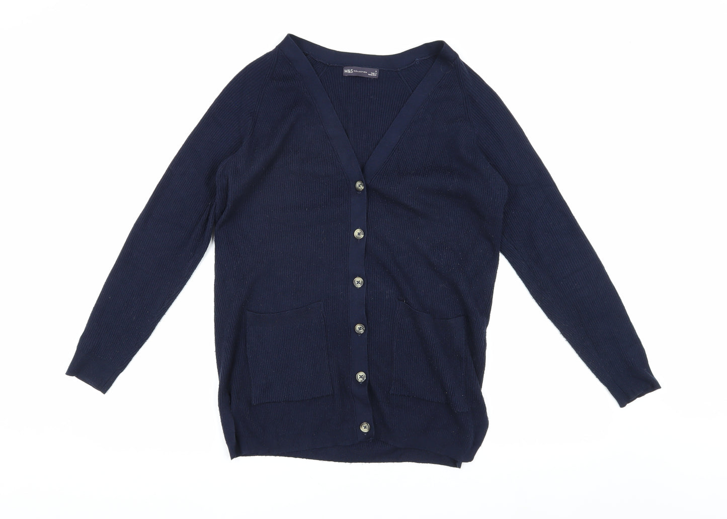 Marks and Spencer Women's Blue V-Neck Cardigan