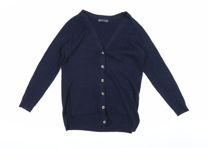 Marks and Spencer Women's Blue V-Neck Cardigan