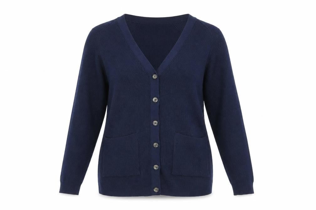 Front view of Marks & Spencer Women's Blue V-Neck Cardigan