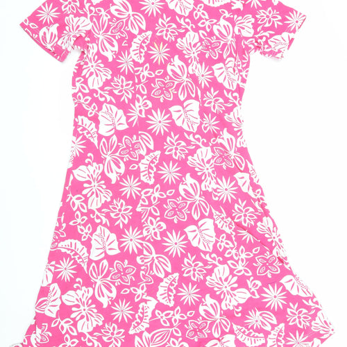 Damart Women's Pink Floral A-Line Dress Size 14