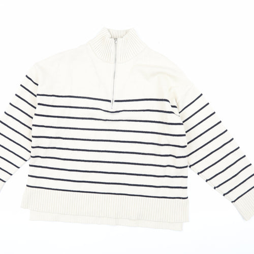 Zara Women’s Ivory Stripe Pullover Sweatshirt S