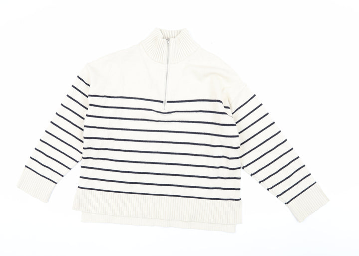 Zara Women’s Ivory Stripe Pullover Sweatshirt S