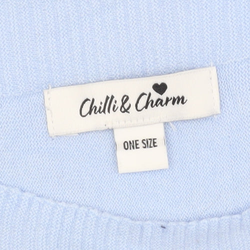 Chilli & Charm Women's Blue Beaded Pullover Jumper