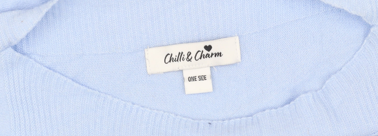 Chilli & Charm Women's Blue Beaded Pullover Jumper