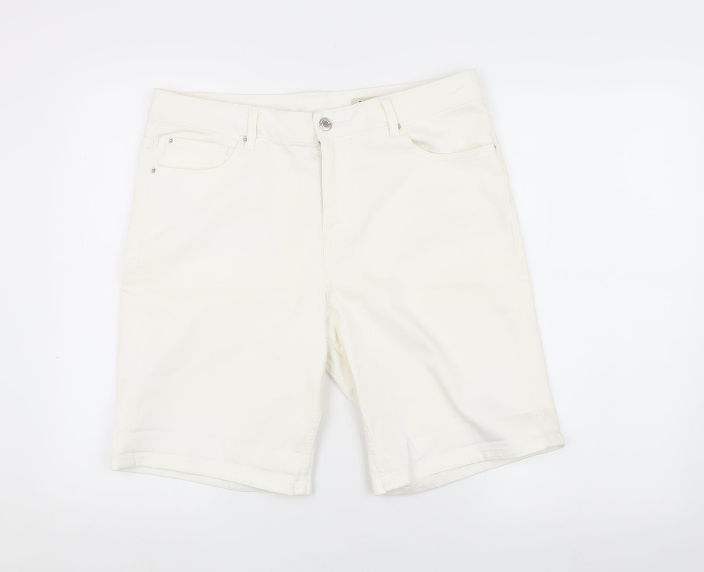 Marks and Spencer Women's White Boyfriend Shorts