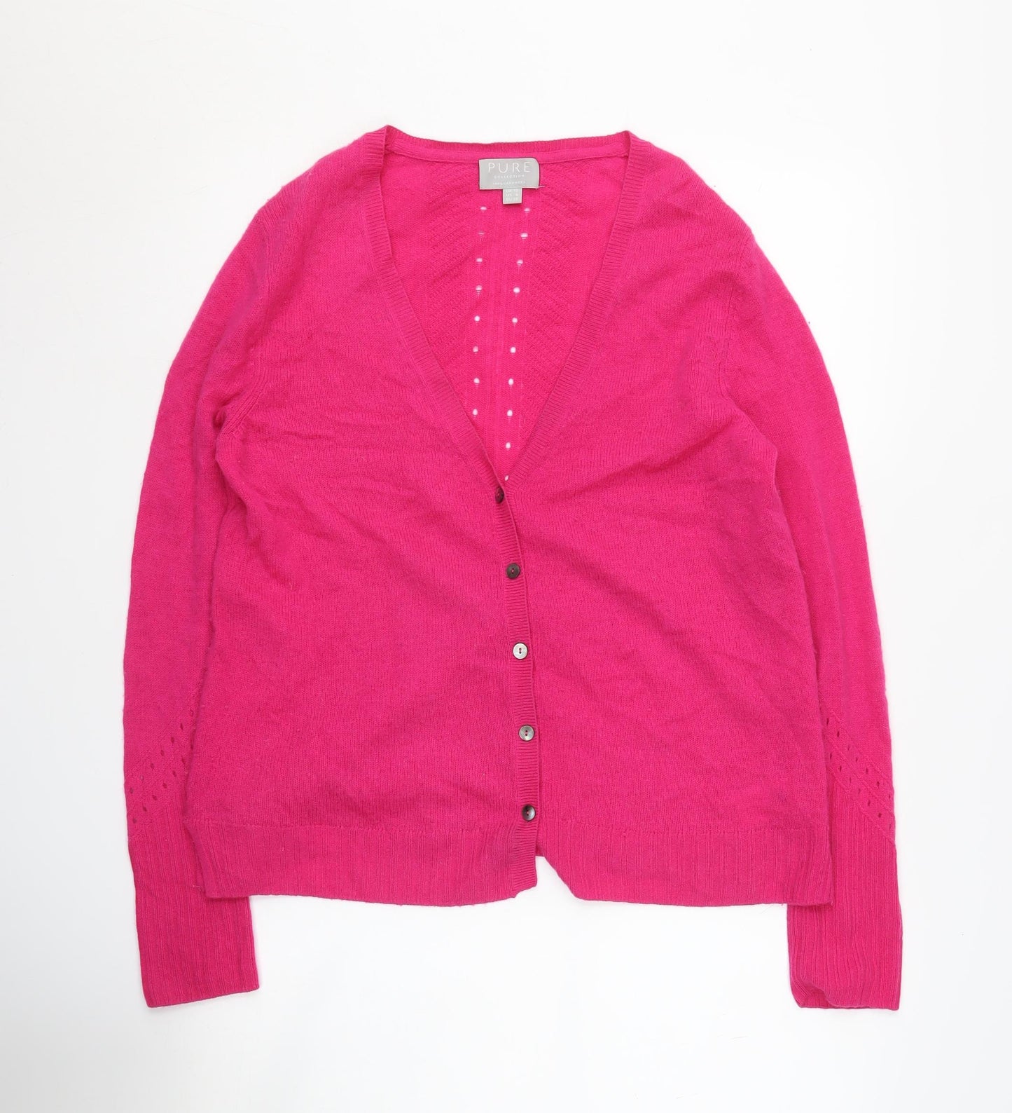 Pure Collection Women's Pink Cashmere Cardigan Size 12