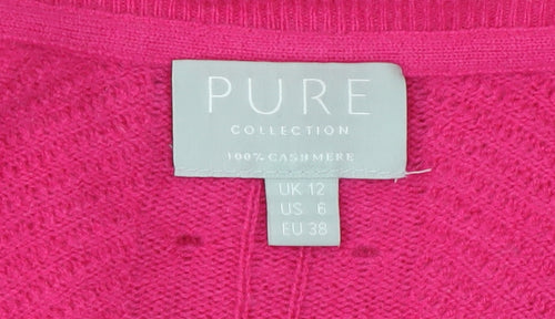 Pure Collection Women's Pink Cashmere Cardigan Size 12