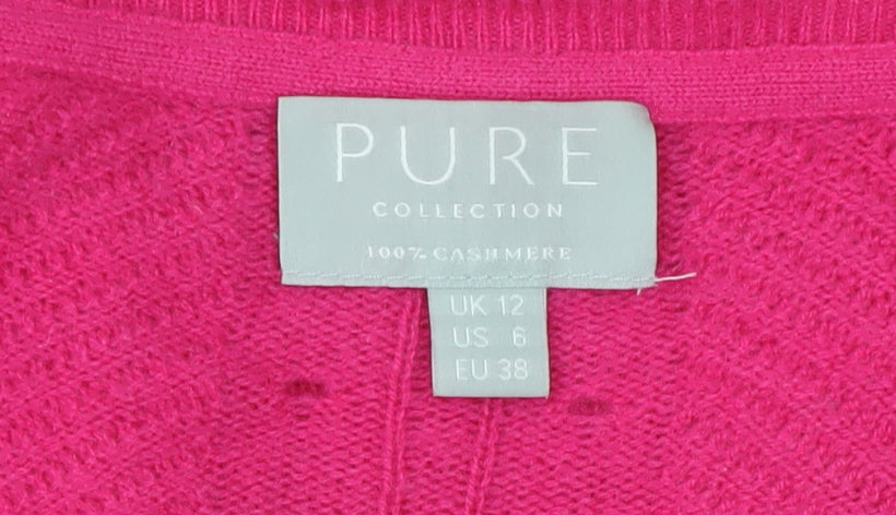 Pure Collection Women's Pink Cashmere Cardigan Size 12