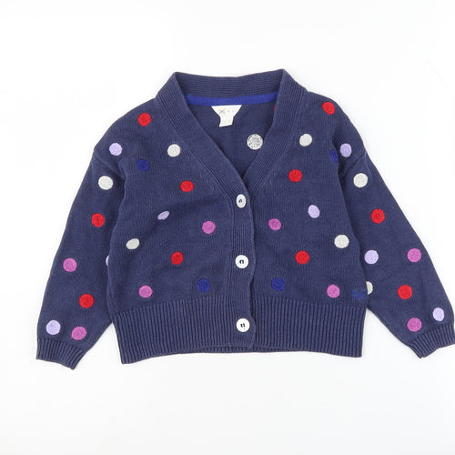 Kids Girls Blue Polka Dot Cardigan, 3-4 Years, Long Sleeve