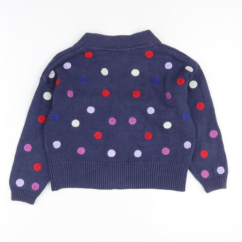 Kids Girls Blue Polka Dot Cardigan, 3-4 Years, Long Sleeve