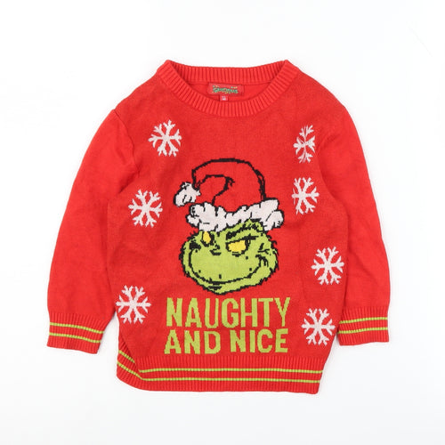 Grinchmas Boys Red Christmas Jumper 4-5 Years