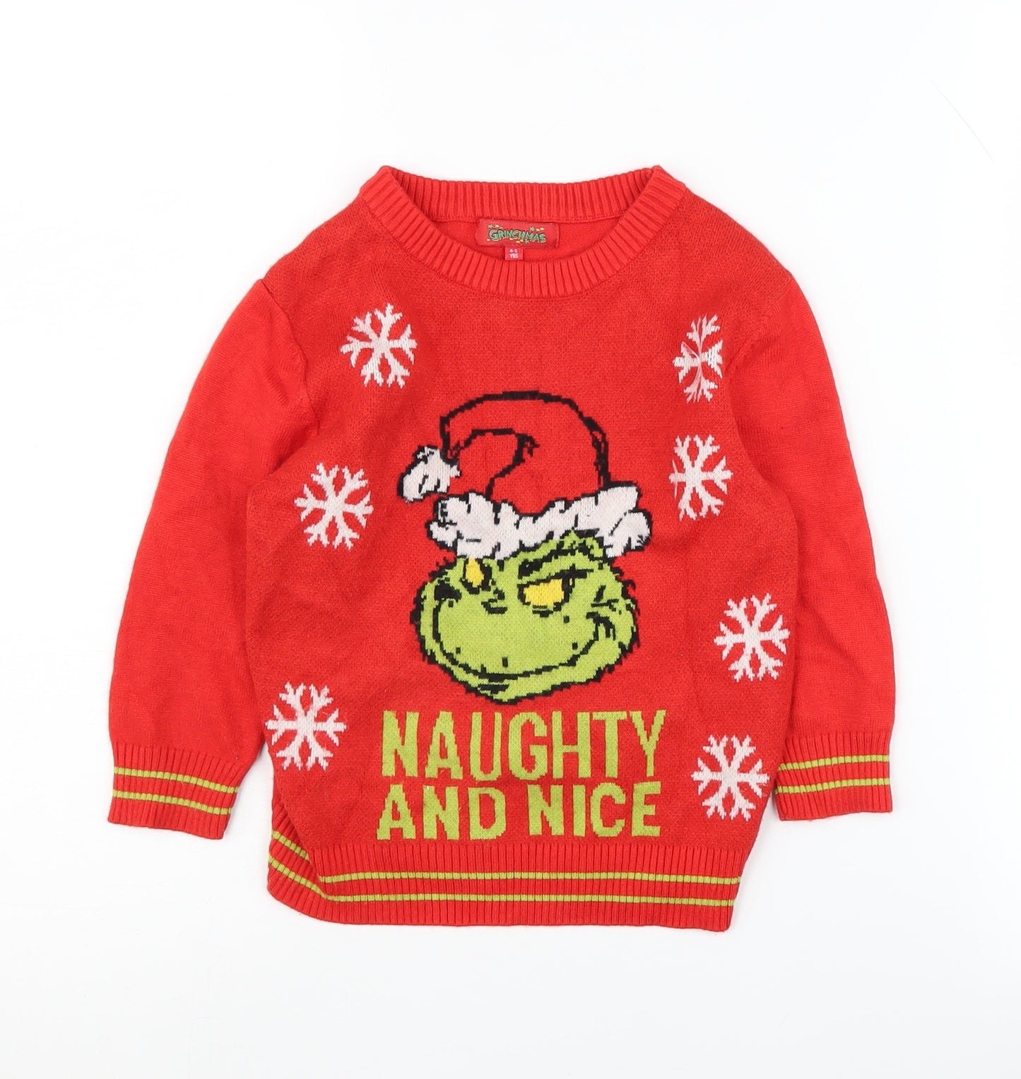 Grinchmas Boys Red Christmas Jumper 4-5 Years