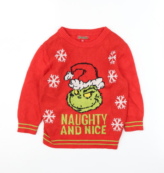 Grinchmas Boys Red Christmas Jumper 4-5 Years