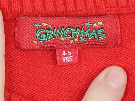 Grinchmas Boys Red Christmas Jumper 4-5 Years