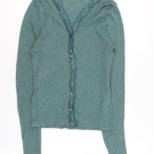 Jigsaw Women's Green Cardigan - Size S, V-Neck, Button Accents
