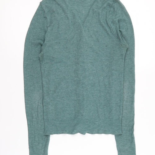 Jigsaw Women's Green Cardigan - Size S, V-Neck, Button Accents