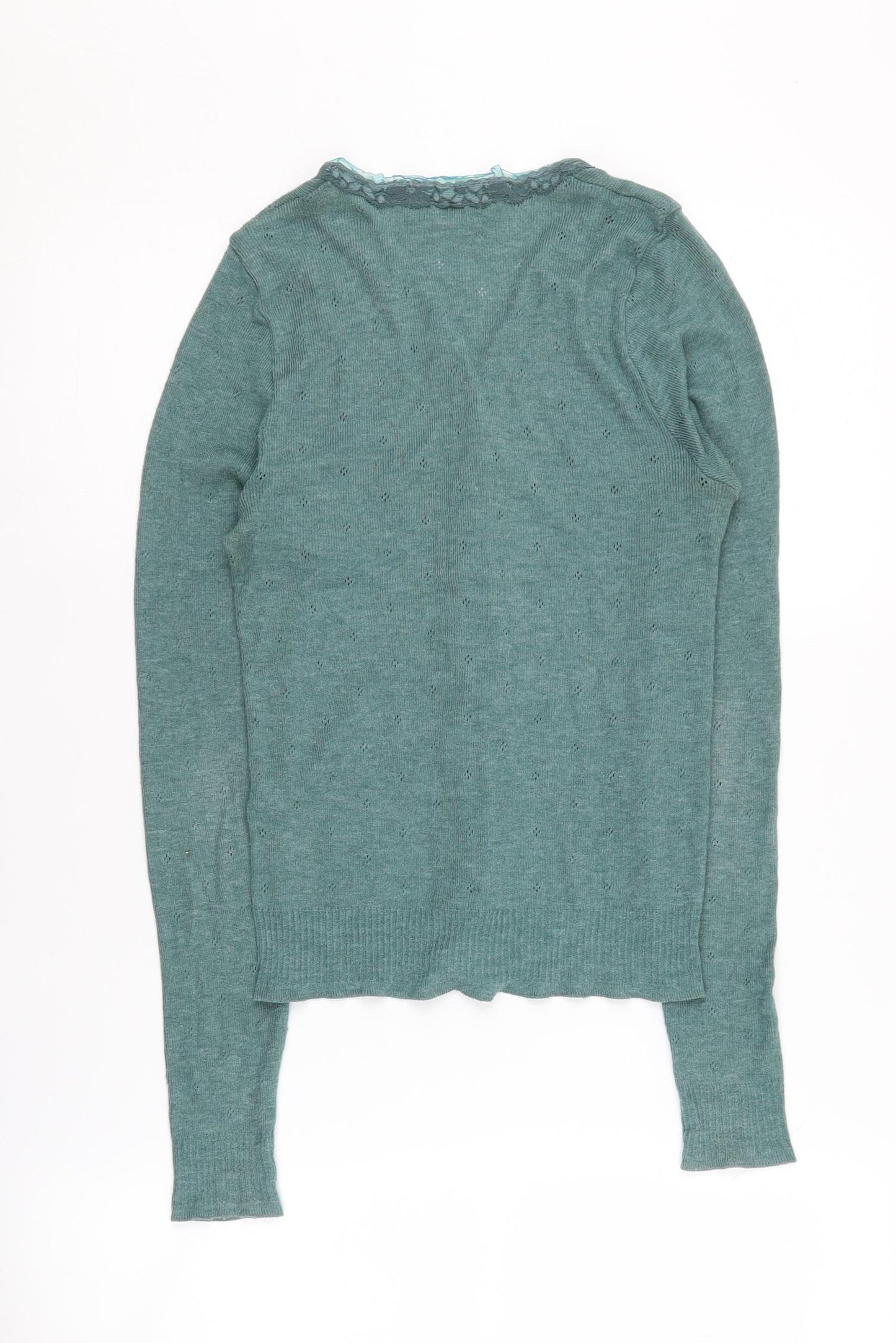 Jigsaw Women's Green Cardigan - Size S, V-Neck, Button Accents