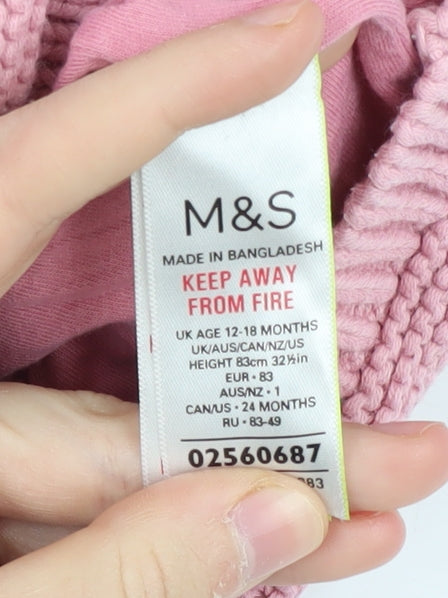 Marks and Spencer Pink Baby Jacket 12-18 Months Cotton