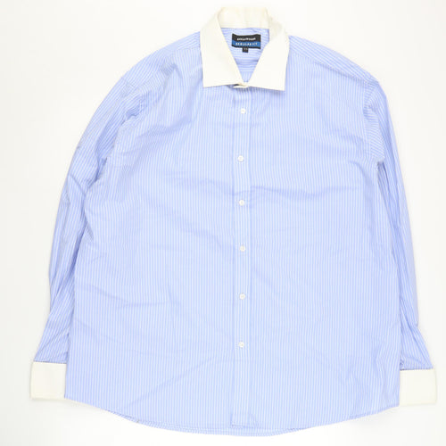 Greenwoods Men's Blue Striped Regular Fit Dress Shirt